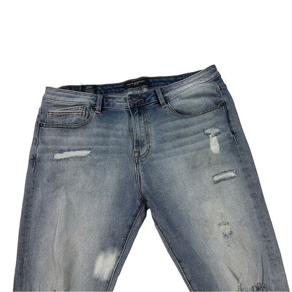 Cult of Individuality Punk Super Skinny Men Light Wash Jean Sz 40x32 Drip Ripped - Picture 2 of 16